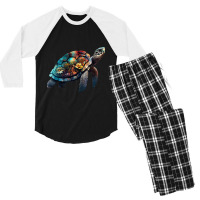 Turtle Art Animal Motif Colourful Turtle 21 Men's 3/4 Sleeve Pajama Set | Artistshot