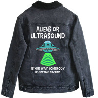 Ultrasound Technologists Alien Sonographers Radiol Unisex Sherpa-lined Denim Jacket | Artistshot