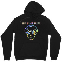 This Place Sucks Ufo Alien Head Funny Lazy Hallowe Unisex Hoodie | Artistshot