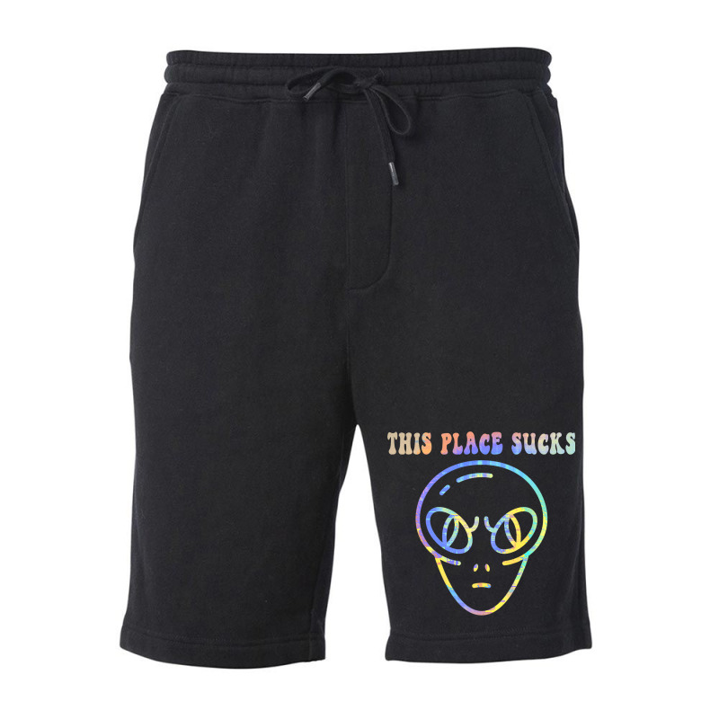 This Place Sucks Ufo Alien Head Funny Lazy Hallowe Fleece Short | Artistshot