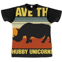 Vintage Sunset Save The Chubby Unicorns Fat Rhino Graphic T-shirt | Artistshot