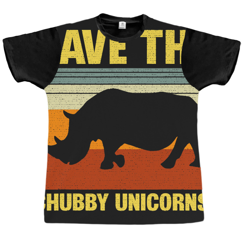 Vintage Sunset Save The Chubby Unicorns Fat Rhino Graphic T-shirt | Artistshot