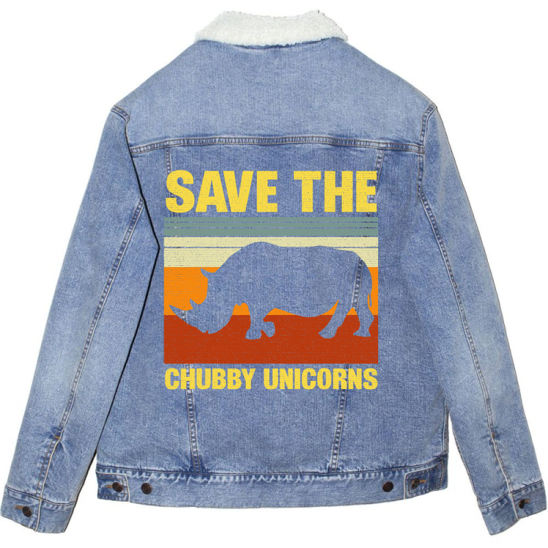 Vintage Sunset Save The Chubby Unicorns Fat Rhino Unisex Sherpa-lined Denim Jacket | Artistshot