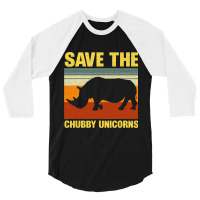 Vintage Sunset Save The Chubby Unicorns Fat Rhino 3/4 Sleeve Shirt | Artistshot