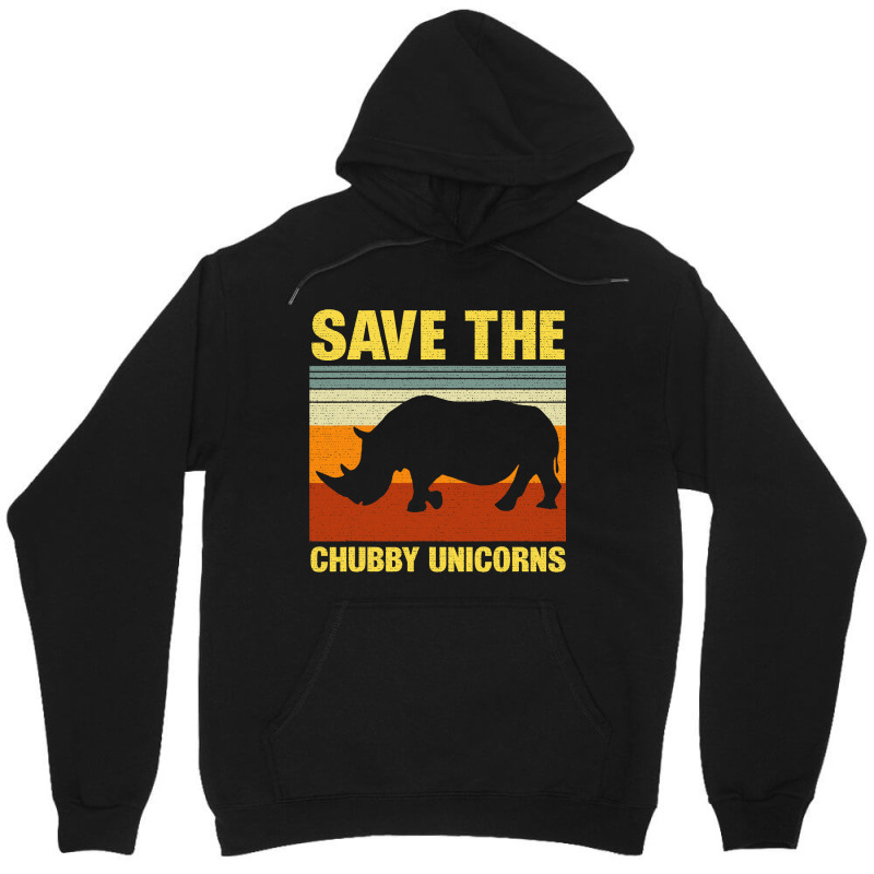 Vintage Sunset Save The Chubby Unicorns Fat Rhino Unisex Hoodie | Artistshot