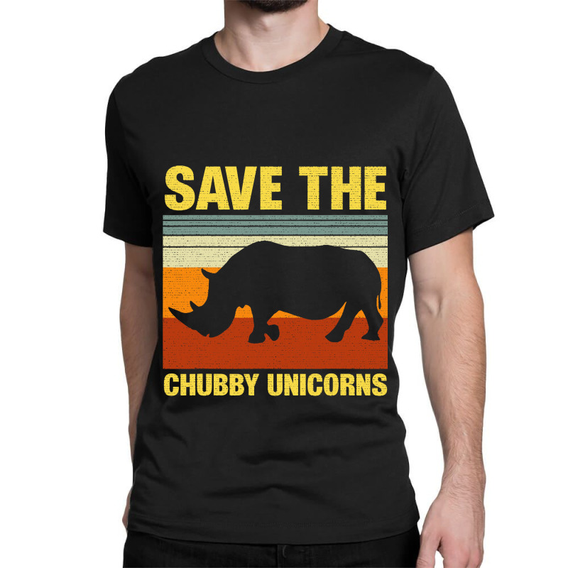 Vintage Sunset Save The Chubby Unicorns Fat Rhino Classic T-shirt | Artistshot