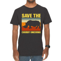 Vintage Sunset Save The Chubby Unicorns Fat Rhino Vintage T-shirt | Artistshot