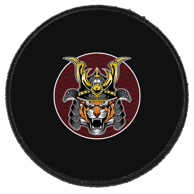 Tiger Samurai Helmet Funny Japanese Warrior Design Round Patch | Artistshot