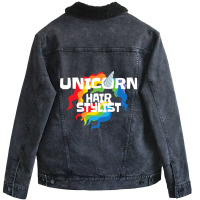 Unicorn Hair Stylist Hairdresser Unicorn Lover Gif Unisex Sherpa-lined Denim Jacket | Artistshot