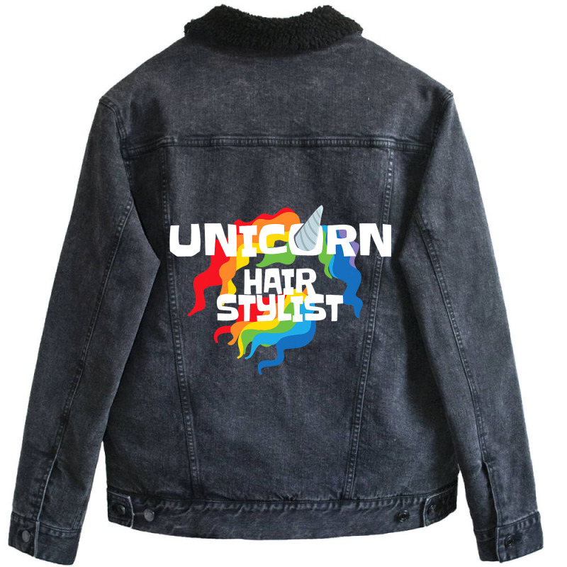 Unicorn Hair Stylist Hairdresser Unicorn Lover Gif Unisex Sherpa-lined Denim Jacket | Artistshot