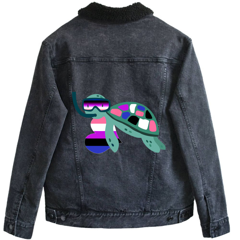 Turtle Genderfluid Flag Subtle Lgbt Gender Fluid G Unisex Sherpa-lined Denim Jacket | Artistshot