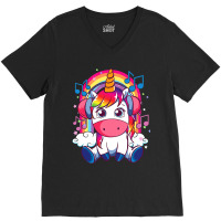 Unicorn Music Lover Unicorn Listening To Music Not V-neck Tee | Artistshot