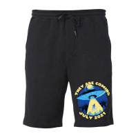 Ufo Abduction They Are Coming July 2alien Spaceshi Fleece Short | Artistshot