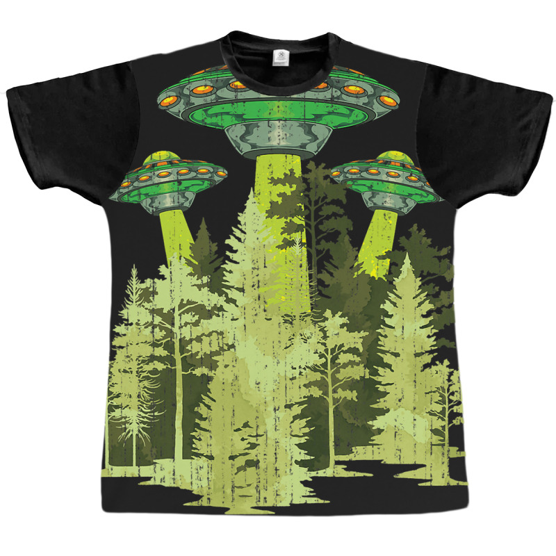 Ufo Abduction Unidentified Flying Object Forest Na Graphic T-shirt | Artistshot