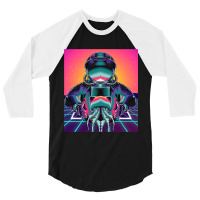 Synthwave 90s Art Vaporwave Jellyfish Outer Space  3/4 Sleeve Shirt | Artistshot