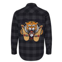 Tiger Themed S With Sharp Nail Holding Skateboard Flannel Shirt | Artistshot