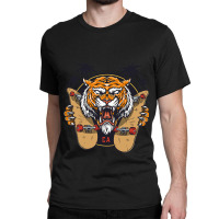 Tiger Themed S With Sharp Nail Holding Skateboard Classic T-shirt | Artistshot