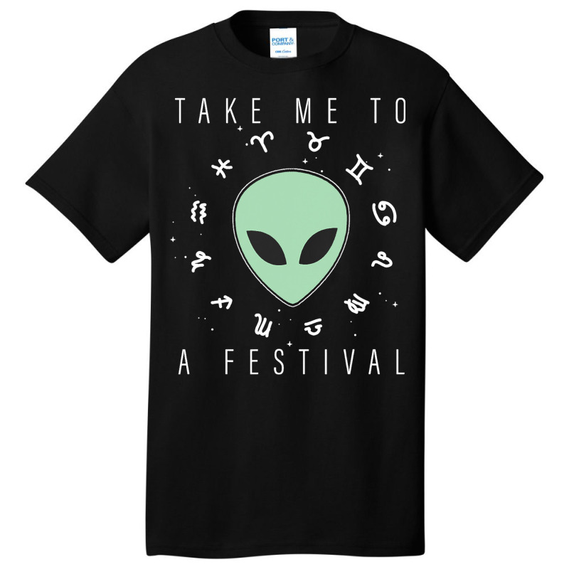 Take Me To A Festival Alien Zodiac Circle V2 Basic T-shirt | Artistshot