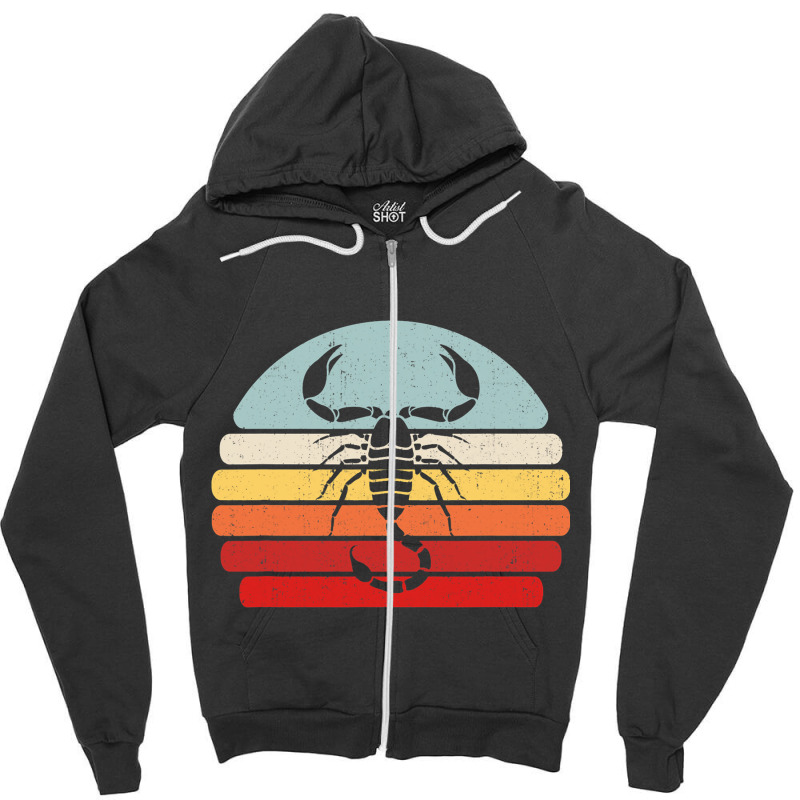 Vintage Zodiac Sign Scorpion Zipper Hoodie | Artistshot