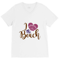 I Love The Beach Ocean School V-neck Tee | Artistshot