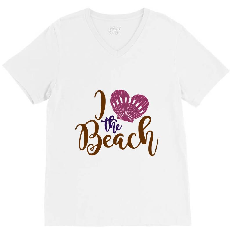 I Love The Beach Ocean School V-neck Tee | Artistshot