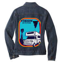 Vision Of Future Spaceship Time Travel Extraterres Ladies Denim Jacket | Artistshot