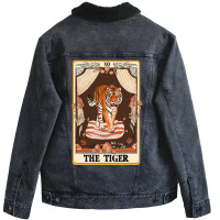 The Tiger Tarot Card Tiger Lover Wild Animal Lover Unisex Sherpa-lined Denim Jacket | Artistshot