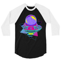 Ufo Unidentified Flying Object Retro 80s Vaporwave 3/4 Sleeve Shirt | Artistshot