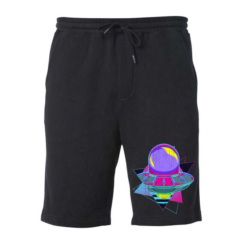 Ufo Unidentified Flying Object Retro 80s Vaporwave Fleece Short | Artistshot