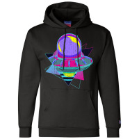 Ufo Unidentified Flying Object Retro 80s Vaporwave Champion Hoodie | Artistshot