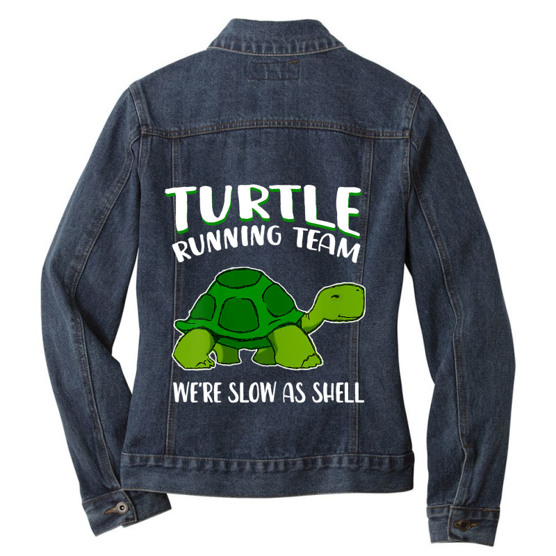 Turtle Running Team Were Slow As Shell Funny Sea A Ladies Denim Jacket by AURRADILLARD | Artistshot