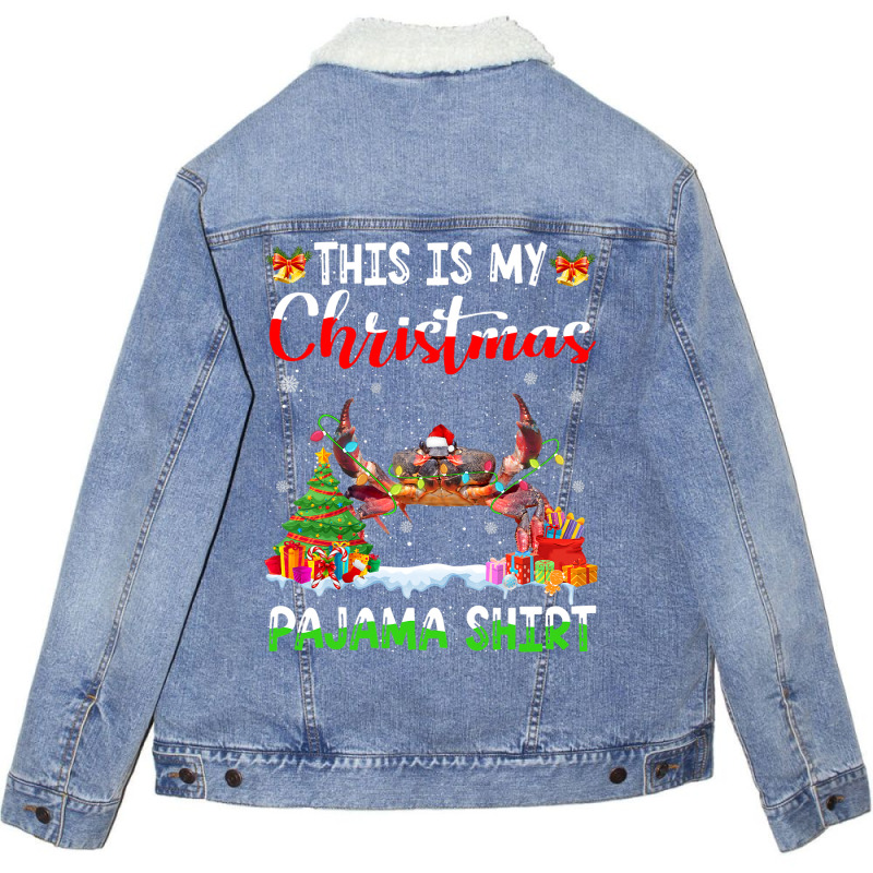 This Is My Christmas Pajama Crab Lover Xmas Lights Unisex Sherpa-lined Denim Jacket | Artistshot