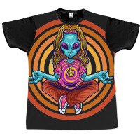 Trippy Meditating Hippie Alien Extraterrestrial Pe Graphic T-shirt | Artistshot