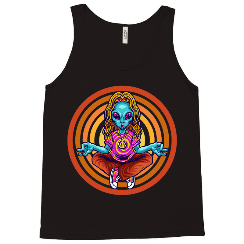 Trippy Meditating Hippie Alien Extraterrestrial Pe Tank Top | Artistshot