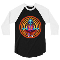 Trippy Meditating Hippie Alien Extraterrestrial Pe 3/4 Sleeve Shirt | Artistshot