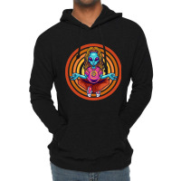 Trippy Meditating Hippie Alien Extraterrestrial Pe Lightweight Hoodie | Artistshot