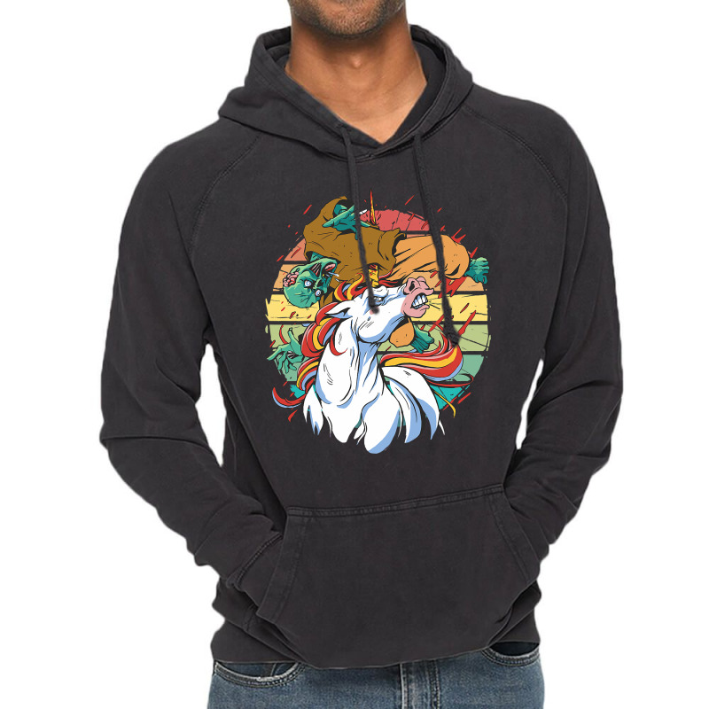 Vintage Cool Fantasy Fierce Unicorn And Scary Zomb Vintage Hoodie | Artistshot