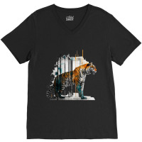 Tiger Architecture Art Work Animal V-neck Tee | Artistshot