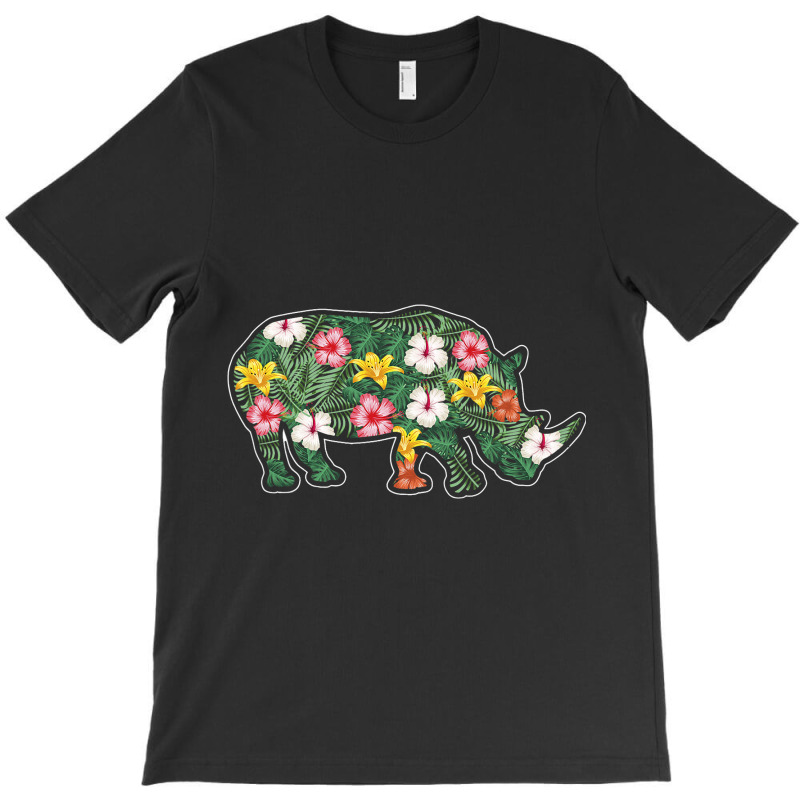 Tropical Floral Rhinoceros 2rhino Zoologist Safari T-shirt | Artistshot