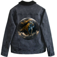 Tiger Ball Animal Print Art Animal Lovers Tiger Unisex Sherpa-lined Denim Jacket | Artistshot