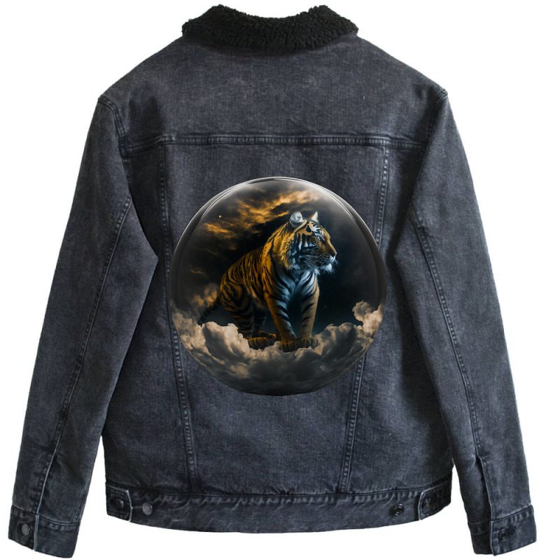 Tiger Ball Animal Print Art Animal Lovers Tiger Unisex Sherpa-lined Denim Jacket | Artistshot