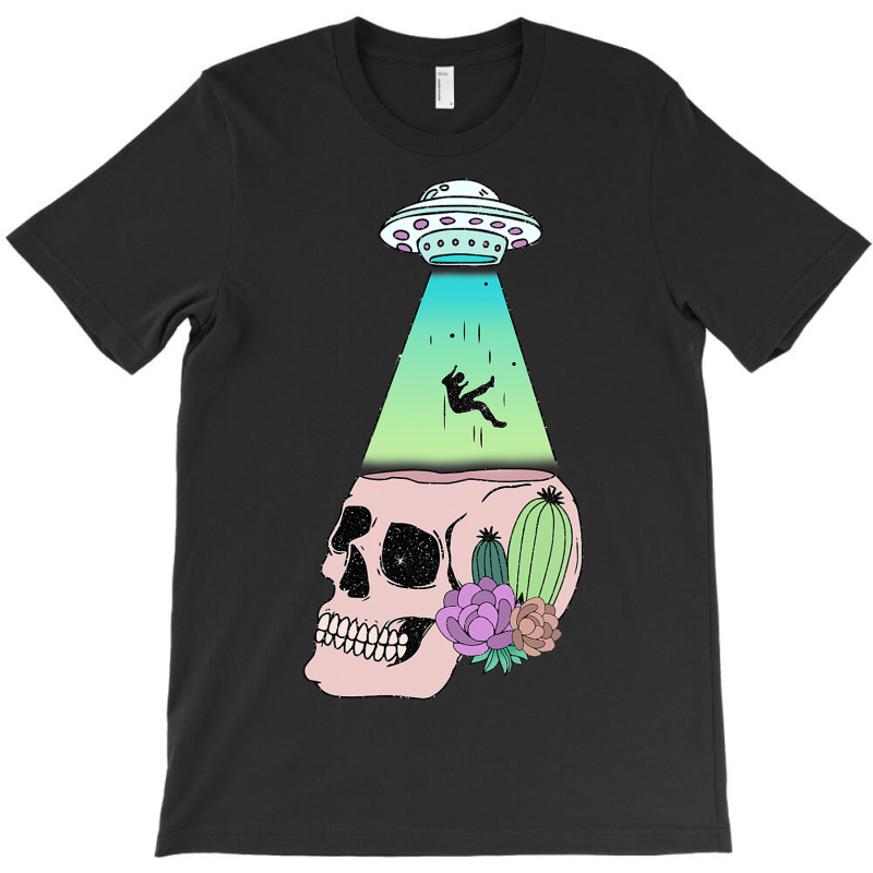 Ufo Beam Down On Skull With Flowers Alien Abductio T-shirt | Artistshot