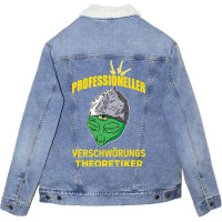 Tinfoil Hat Conspiracy Theorist Alien Humor Funny  Unisex Sherpa-lined Denim Jacket | Artistshot