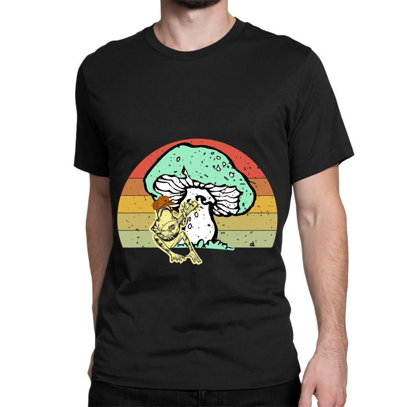 Vintage Frog Cowboy Hat Mushroom Banjo Sunset Classic T-shirt | Artistshot