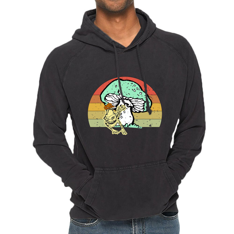 Vintage Frog Cowboy Hat Mushroom Banjo Sunset Vintage Hoodie | Artistshot