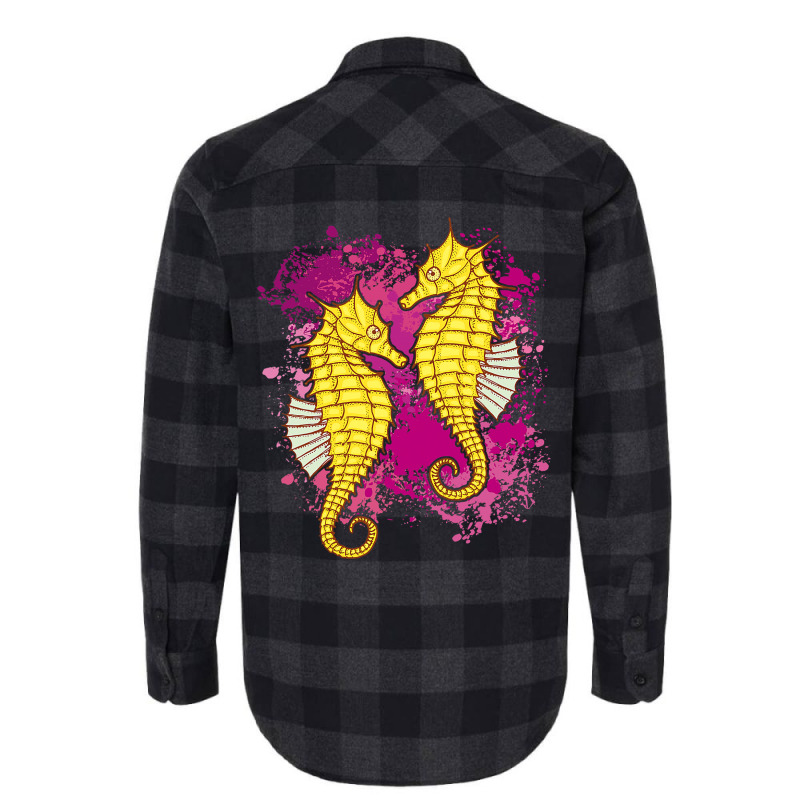 Two Adorable Seahorses On Colorblotches 21 Flannel Shirt | Artistshot