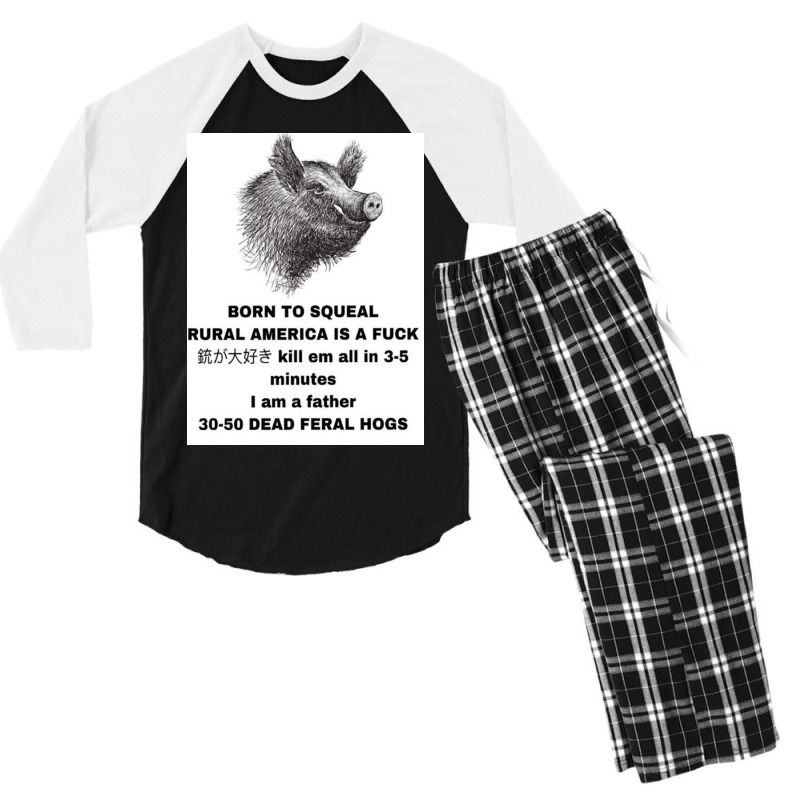 30 50 Feral Hogs Born To Squeal Rural America Is A Men's 3/4 Sleeve Pajama Set | Artistshot