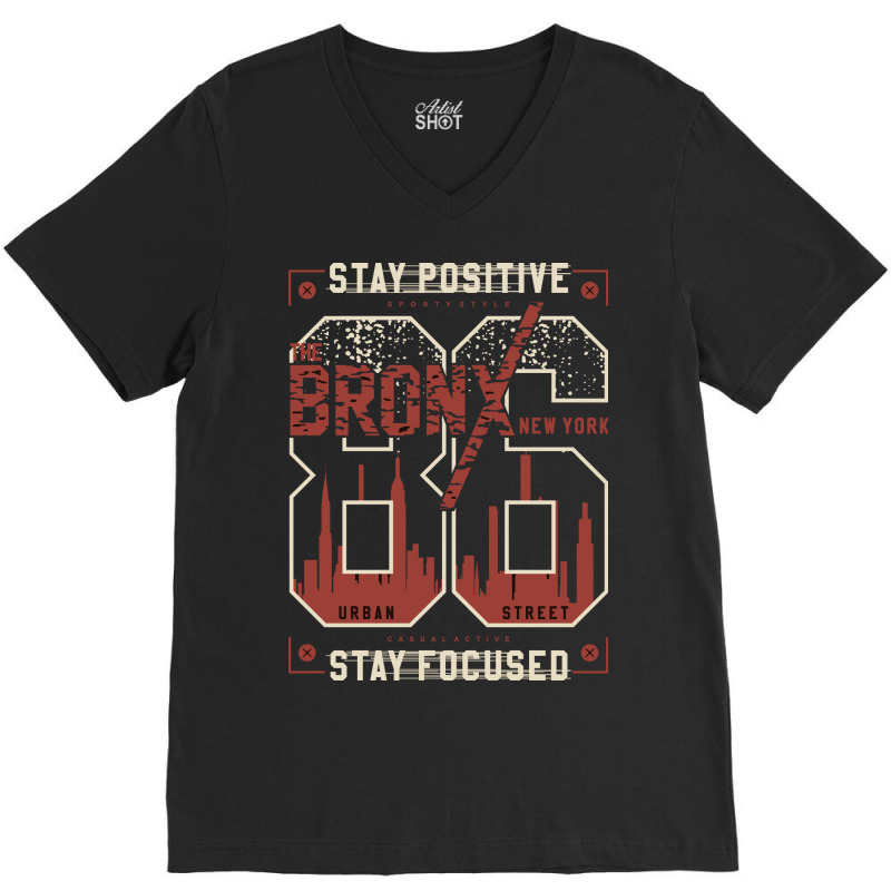 Stay Positive Stay Focused Sporty Graphic Vector P V-neck Tee | Artistshot