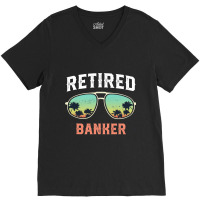 Funny Retired Banker Beach Palm Tree Sunglasses Me V-neck Tee | Artistshot