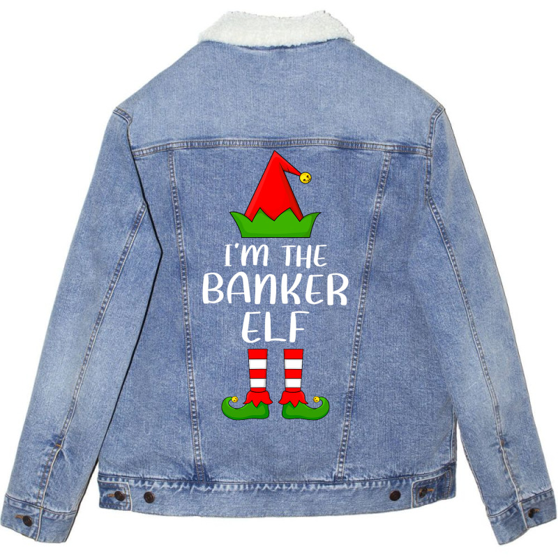 Funny Matching Family Im The Banker Elf Christmas Unisex Sherpa-Lined Denim Jacket by DAVIDVASILCHUK | Artistshot